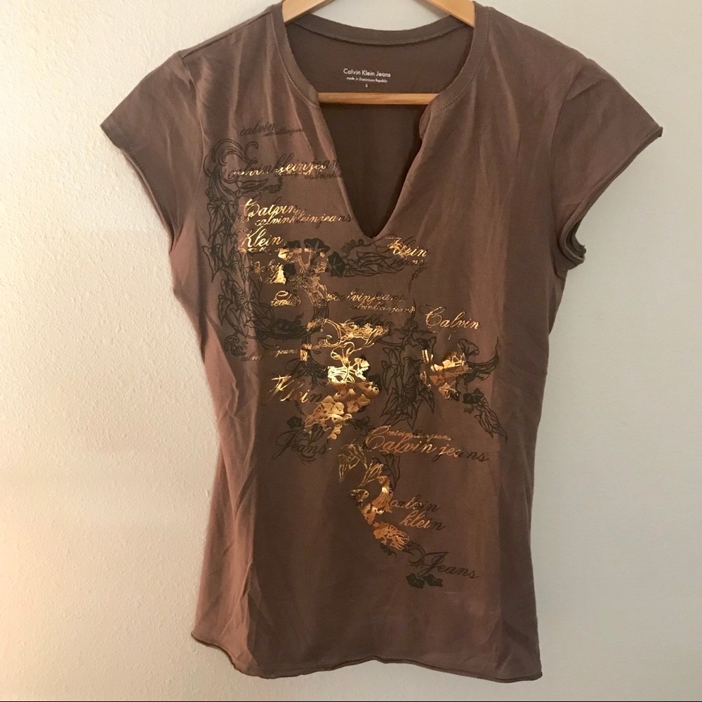 Calvin Klein V-Neck Embellished Shirt